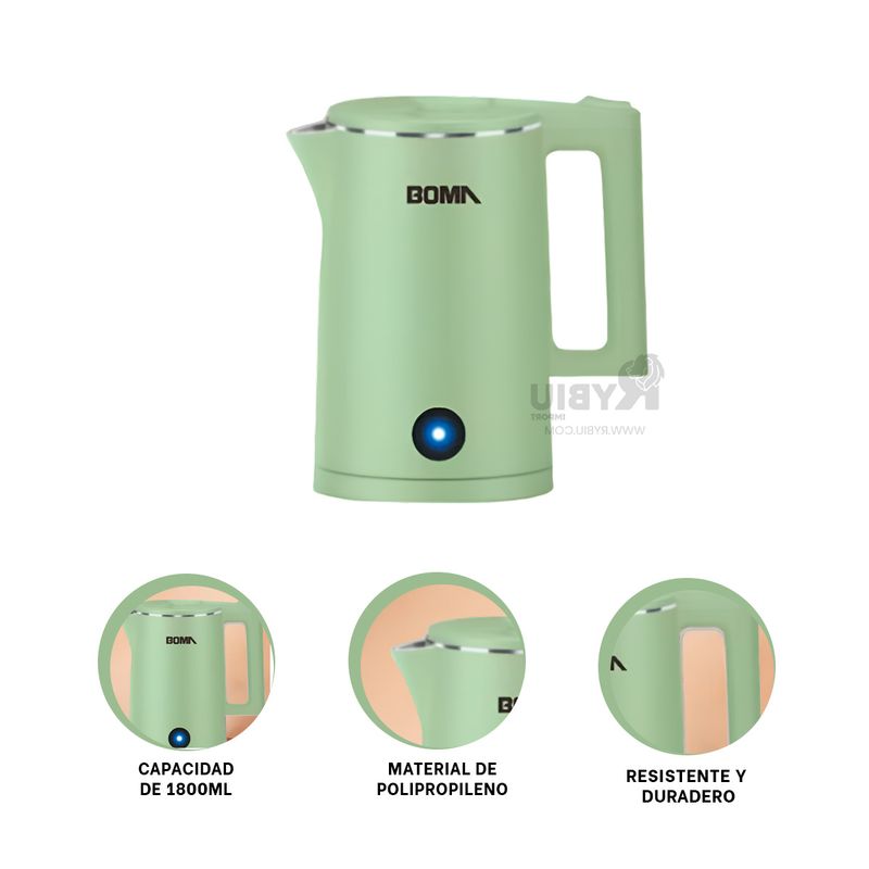 RYBIU IMPORT - Jarron Electrico de 1800ml en Verde Y+Regalo Stickers