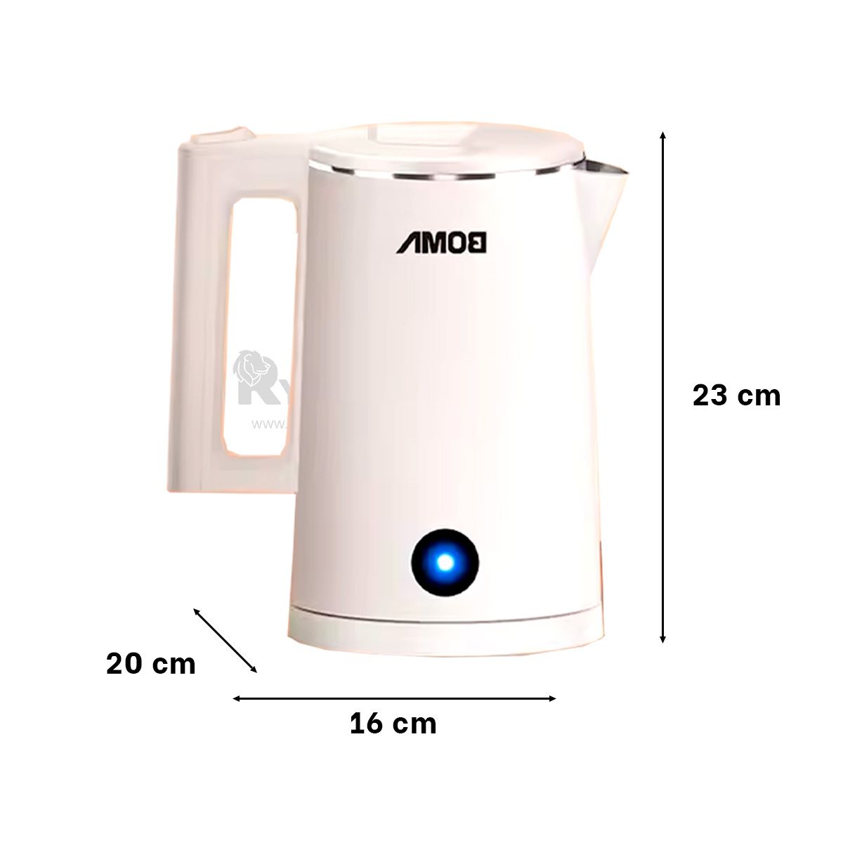 RYBIU IMPORT - Tetera de Viaje de 1800ml Blanco Y+Regalo Ligas para Peinar