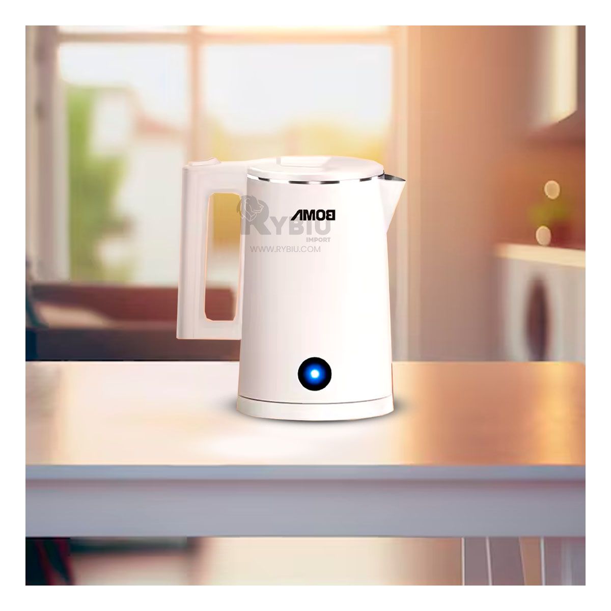 RYBIU IMPORT - Tetera de Viaje de 1800ml Blanco Y+Regalo Ligas para Peinar