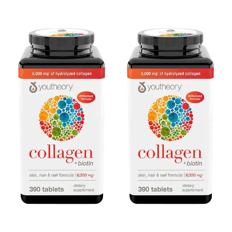 YOUTHEORY - Collagen Plus Biotin Youtheory 390 tabletas 2 Unidades