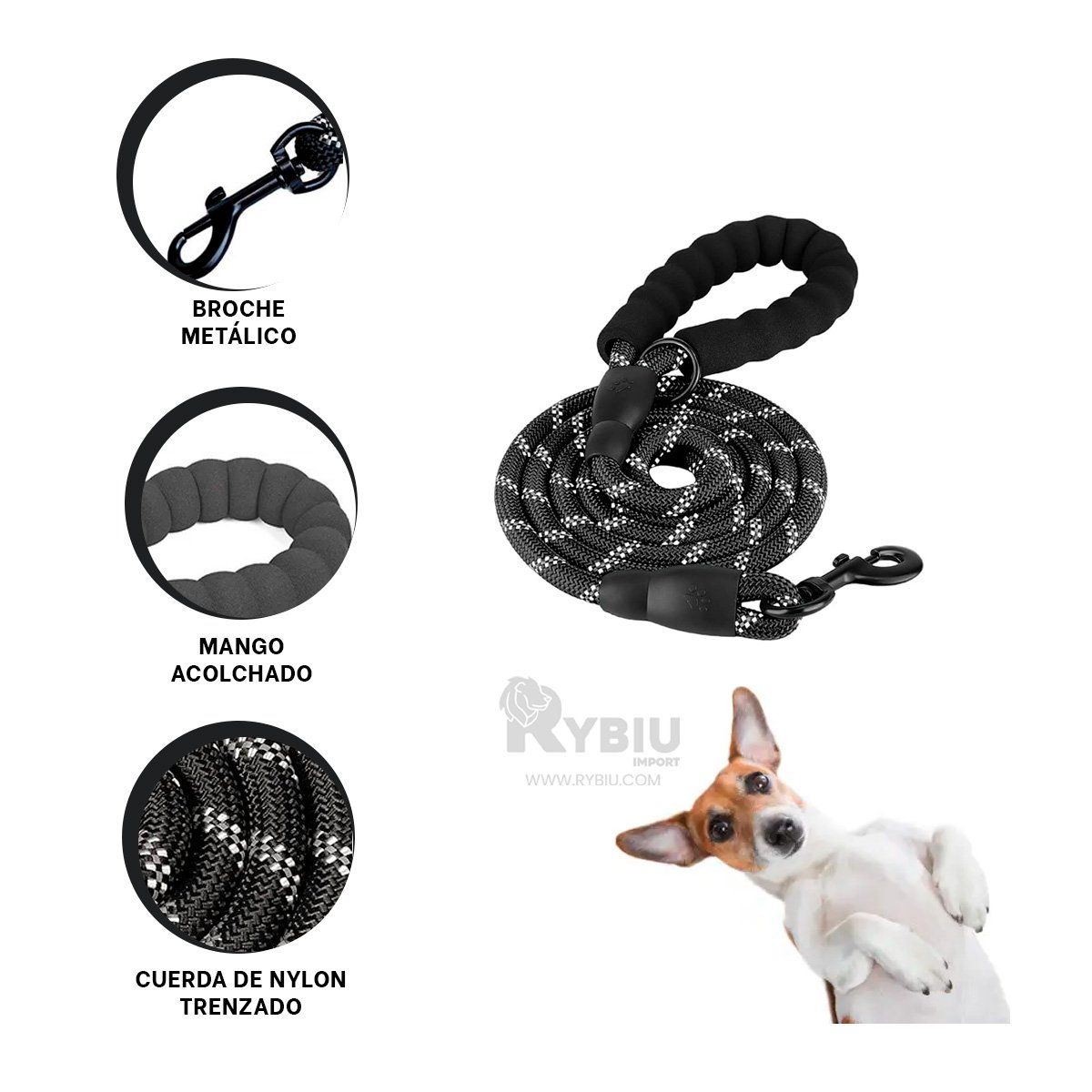 GENERICO - Correa Gruesa Reforzada de 120 cm Negro Y+Post-it Adhesivos