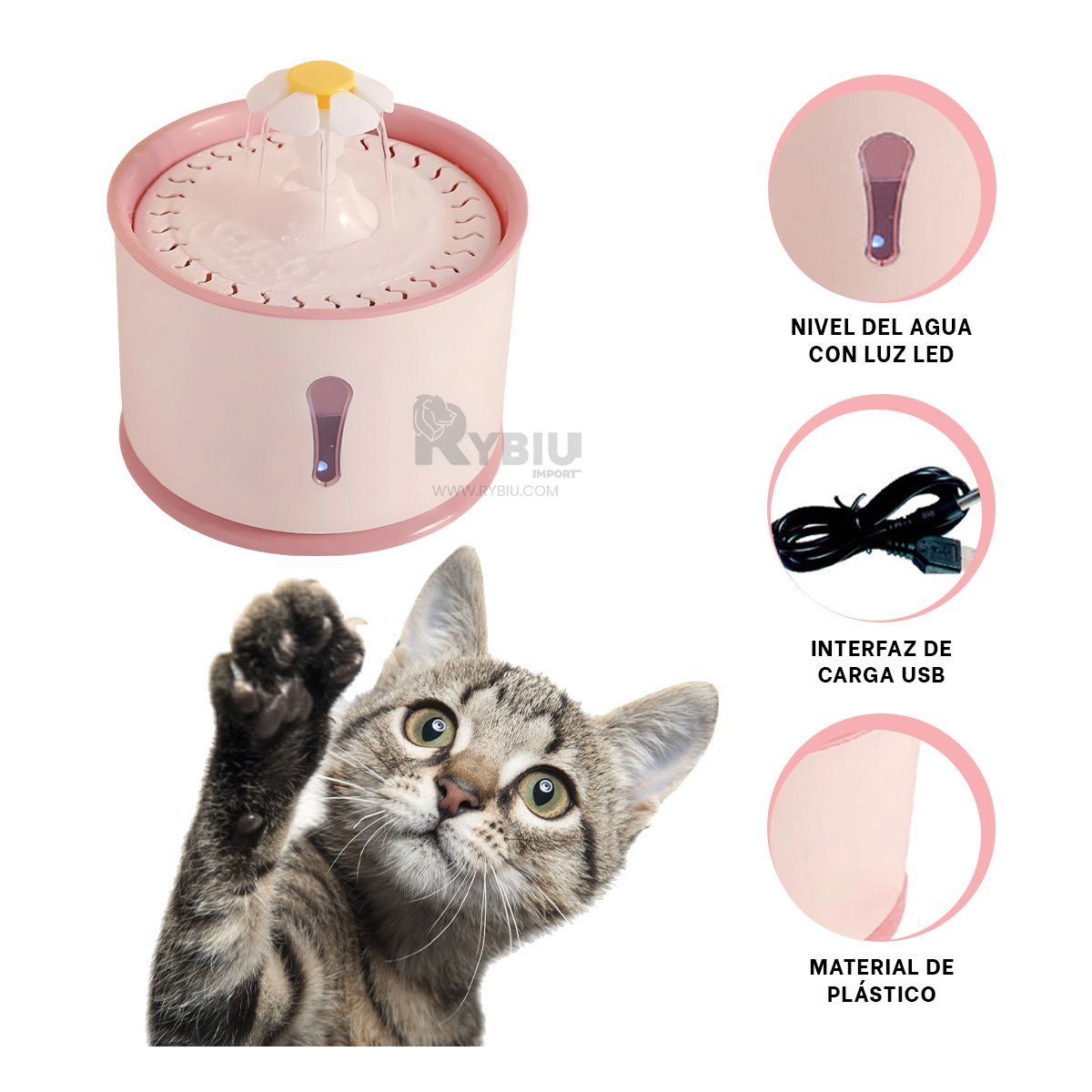 GENERICO - Bebedero Solido de Agua de Rosado Y+Envoltorio de Regalo