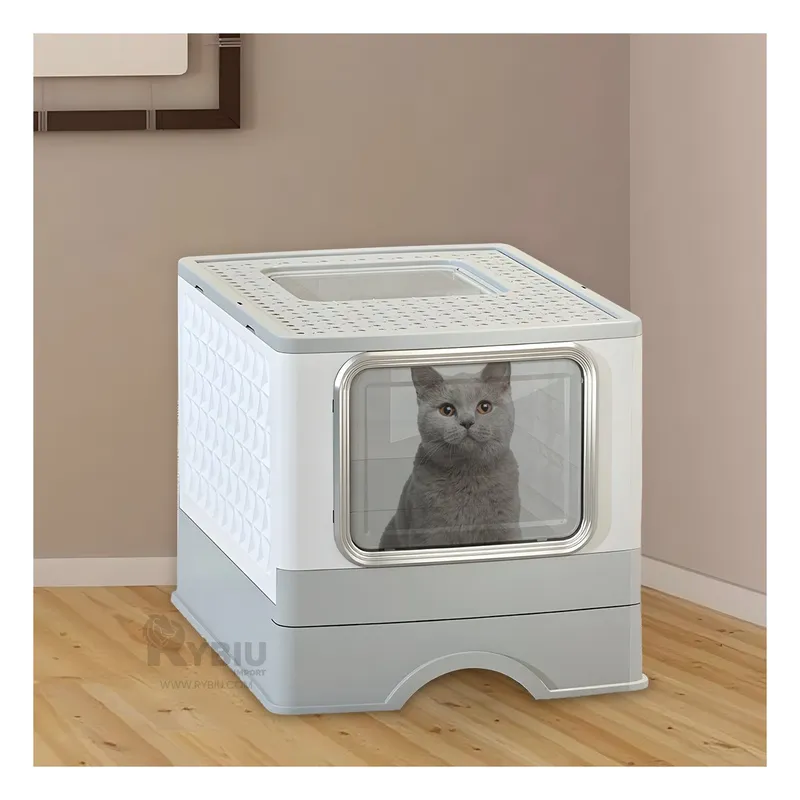 RYBIU IMPORT - Arenero y Filtro para Pet de Color Plomo Y+Papel de Regalo