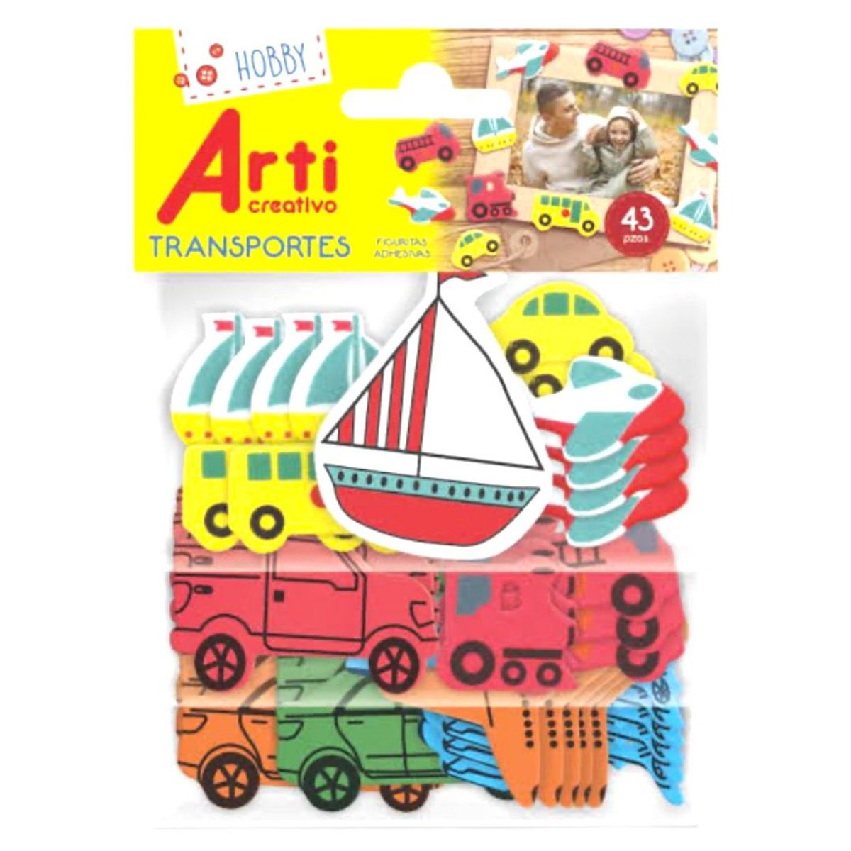 GENERICO - Pack x 2 Stickers 43 Goma Eva Transportes