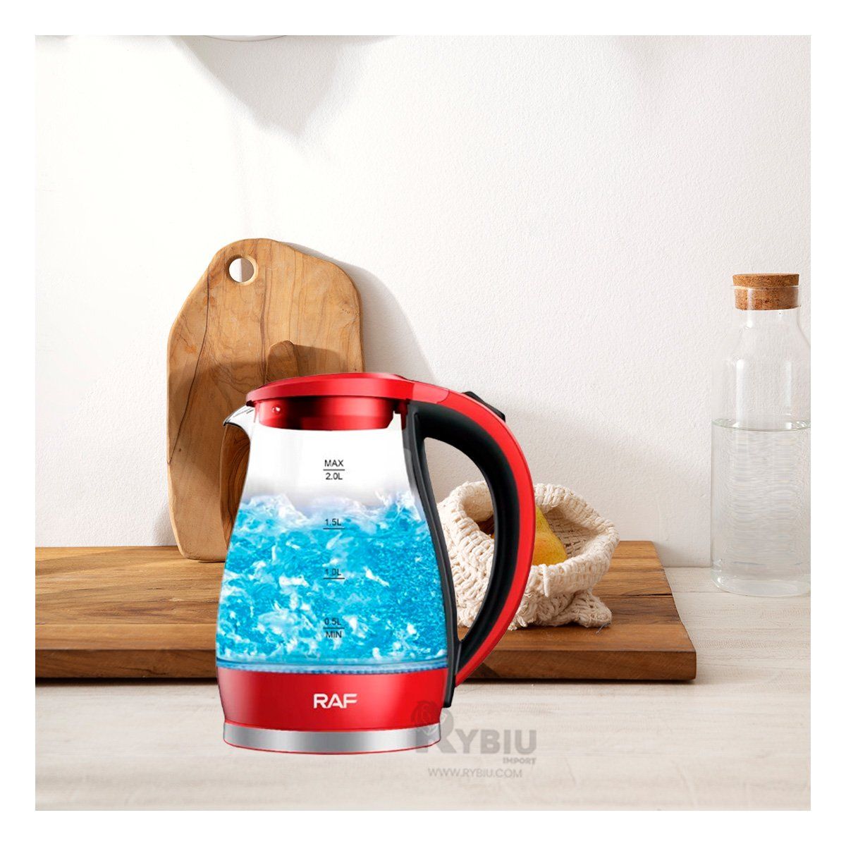 GENERICO - Tetera Electrica de 2L en Color Rojo Y+Gift MiniAgenda