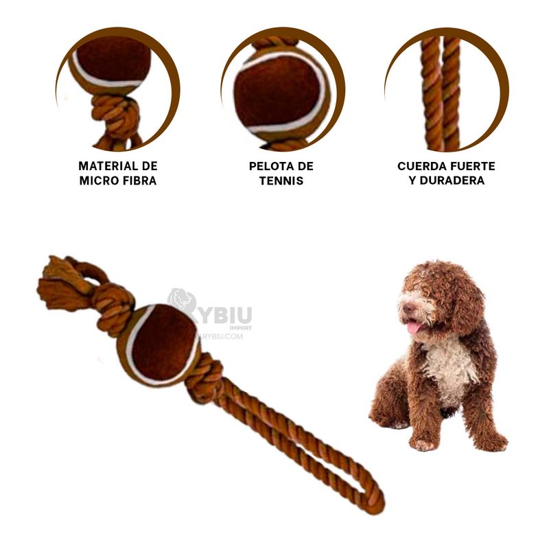 GENERICO - Cuerda para Jalar y Pelota Tennis Marron Y+Gift Stickers