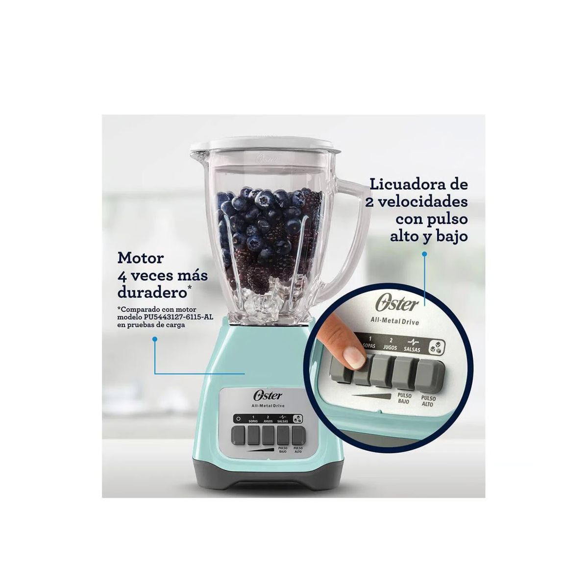 OSTER - Licuadora Oster Celeste 1.5 Lt 550 Watts BLSTKAGVPB