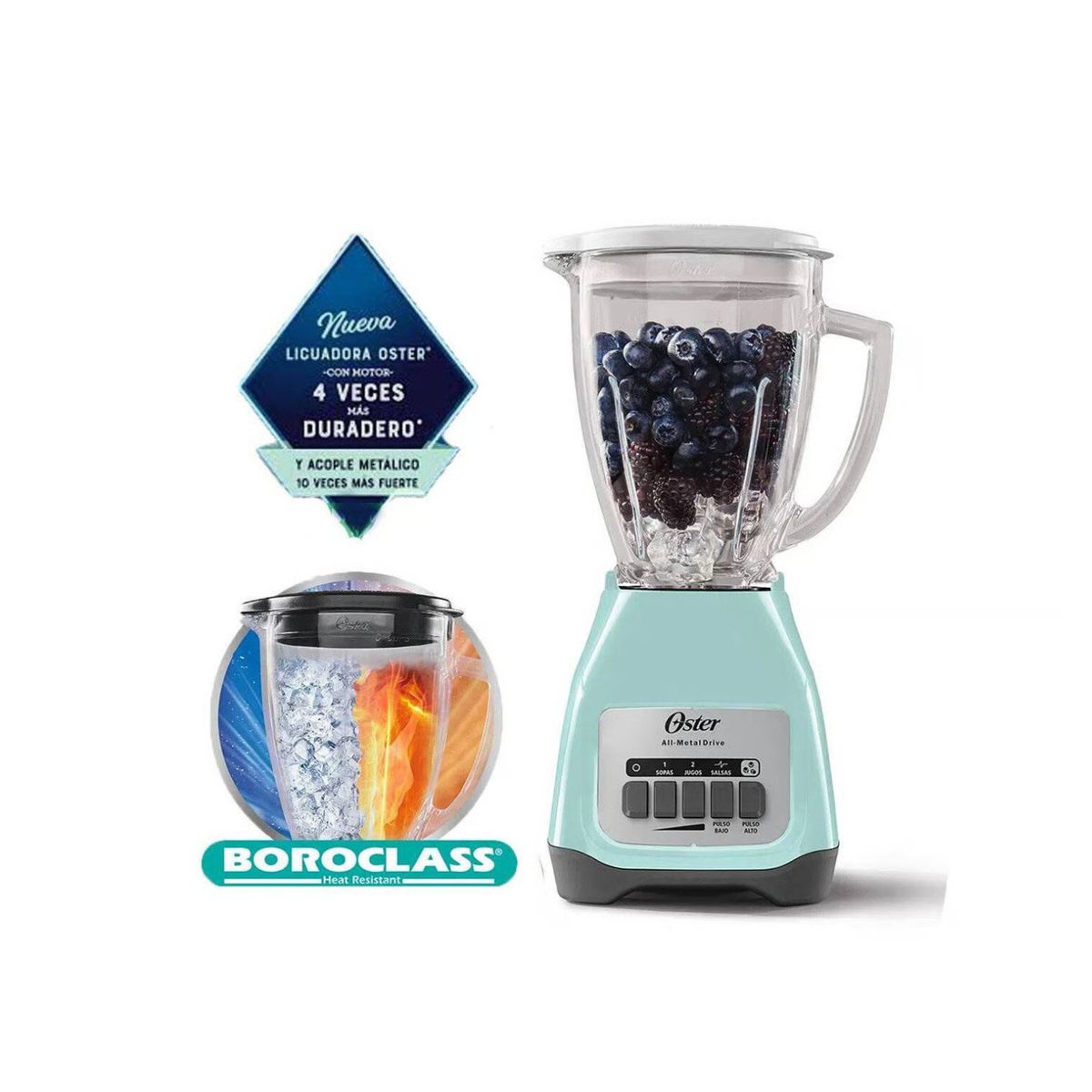 OSTER - Licuadora Oster Celeste 1.5 Lt 550 Watts BLSTKAGVPB