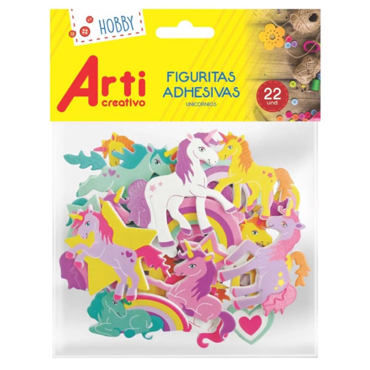 GENERICO - Pack x 2 Stickers Unicornios 22 unidades Goma Eva