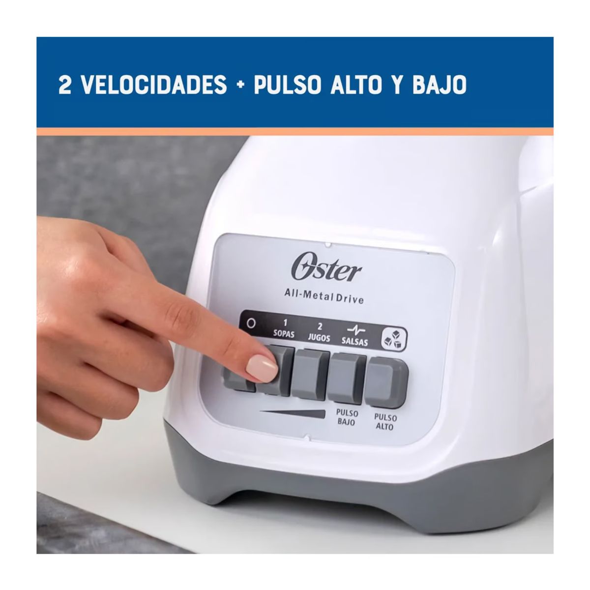 OSTER - Licuadora Oster 2 velocidades pulso y vaso de vidrio BLSTKAGWPB