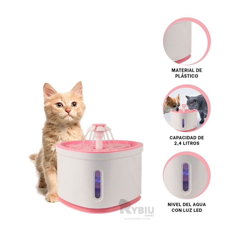 GENERICO - Bebedero para Reducir Salpicaduras Rosado Y+Regalo Agendita