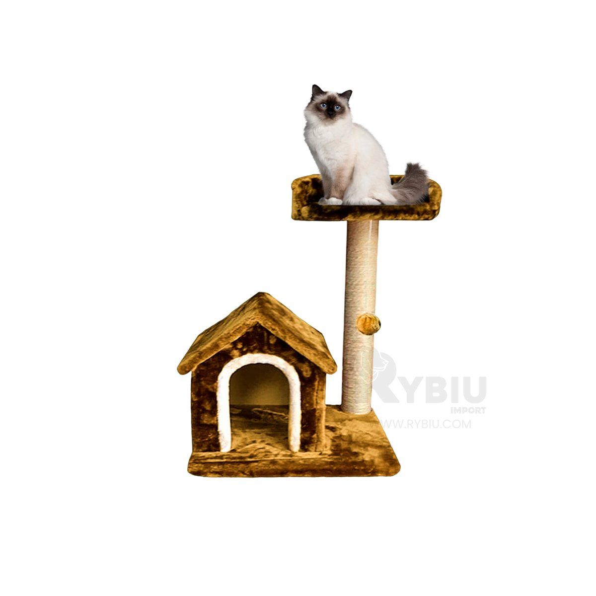 GENERICO - Casa de Gatos para Arañar Mostaza Y+Envoltorio de Regalo