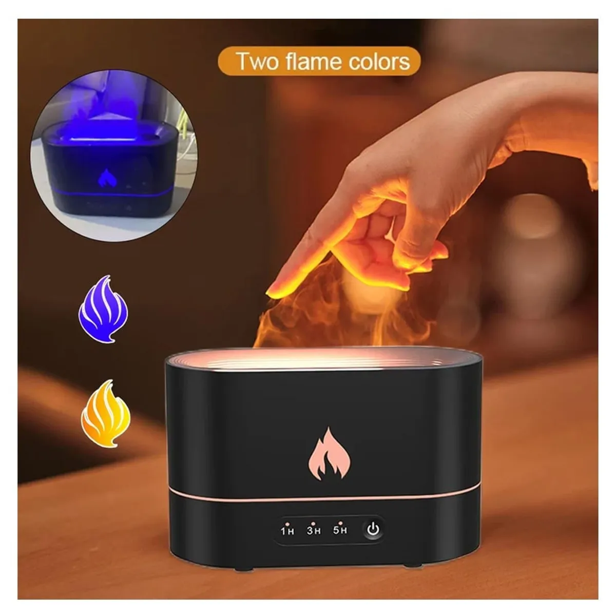 GENERICO - humidificador de aire 3D Flame Aromatizante Negro Mas Una Esencia