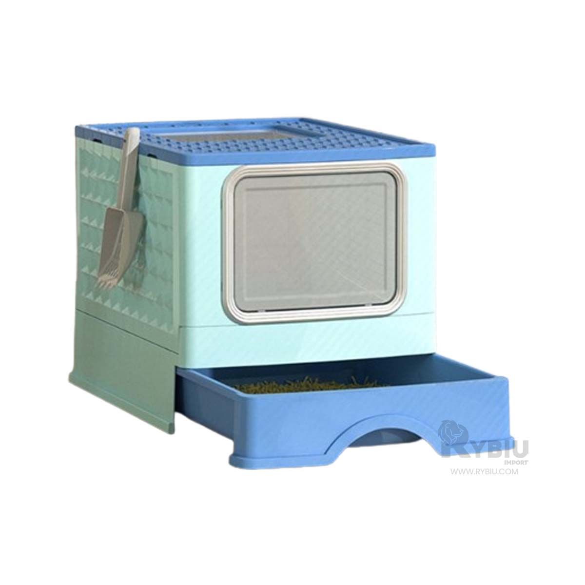 RYBIU IMPORT - Caja Resistente en Color Celeste Y+Regalo Ligas para Peinar