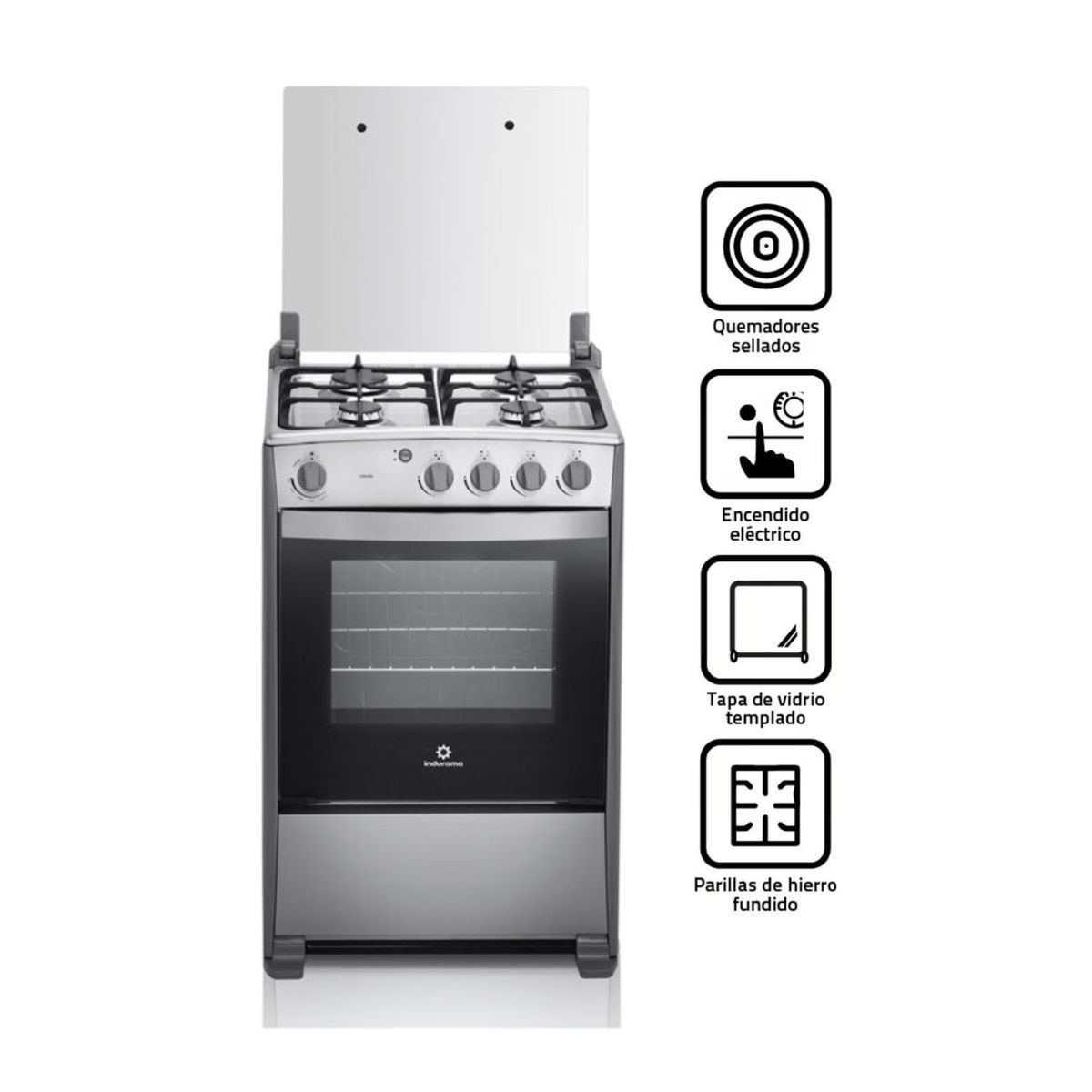 INDURAMA - COCINA INDURAMA CORUÑA 4 HORNILLAS CROMA