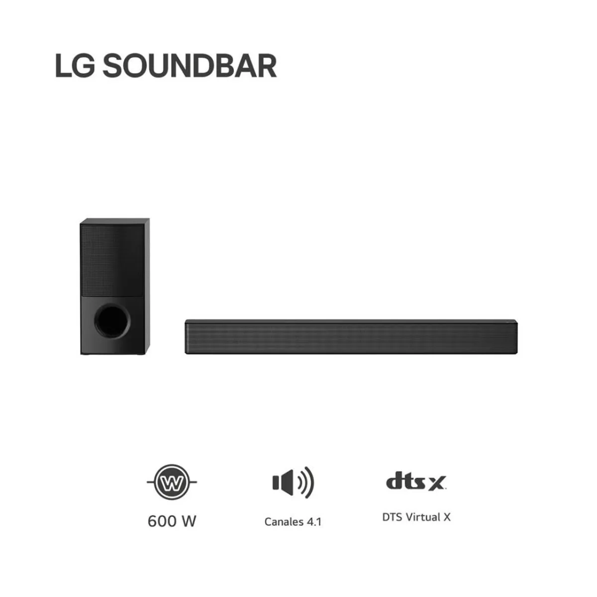LG - Sound Bar LG 600W 4.1 Bluetooth DTS Virtual:X Subwoofer SNH5 – Negro