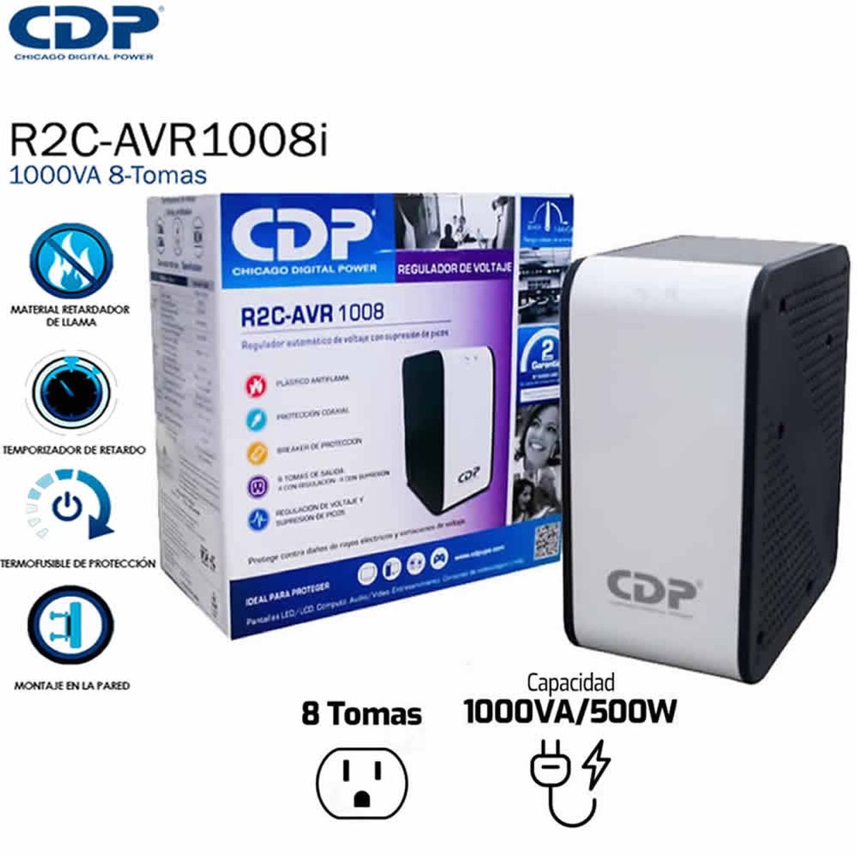 CDP - Regulador de voltaje CDP R2C-AVR1008I 1000VA500W 170-270 VAC