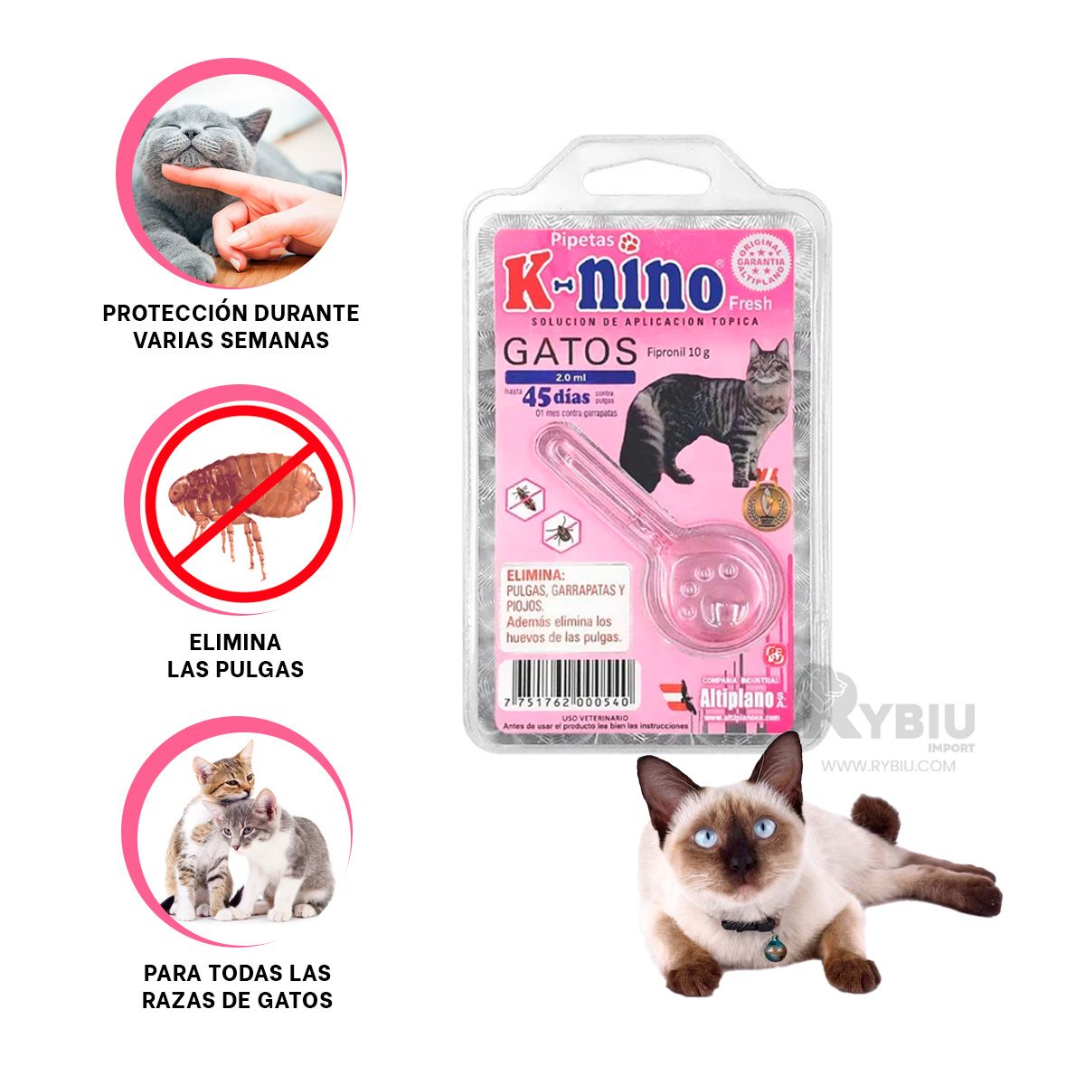 RYBIU IMPORT - Antipulga para Gatos en Color Rosado Y+Gift MiniAgenda