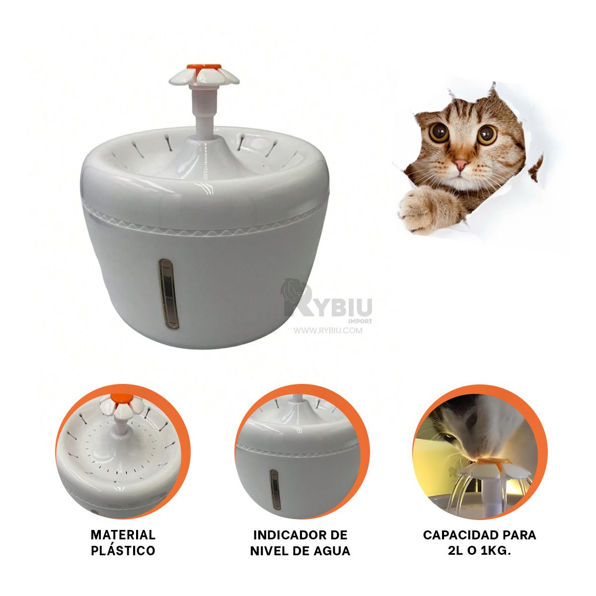 GENERICO - Fuente de Agua Clasica y Funcional de Color Blanco