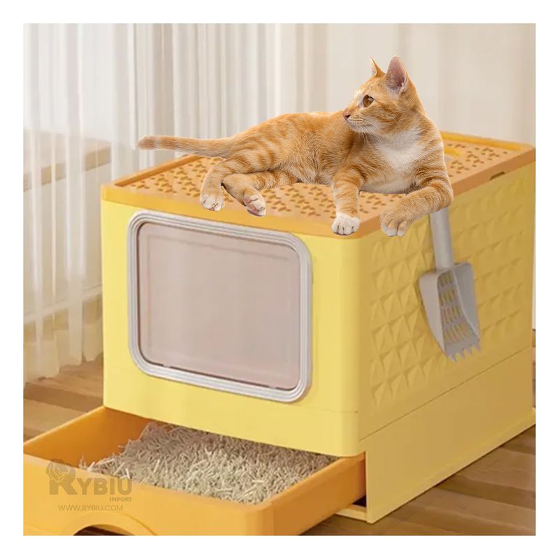 RYBIU IMPORT - Arenero para Mascota de Color Amarillo Y+Papel de Regalo
