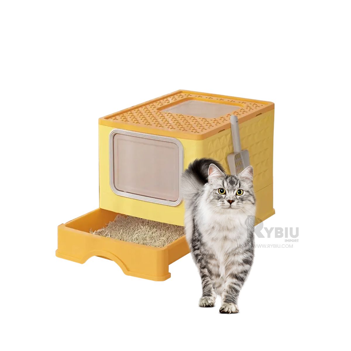 RYBIU IMPORT - Arenero para Mascota de Color Amarillo Y+Papel de Regalo