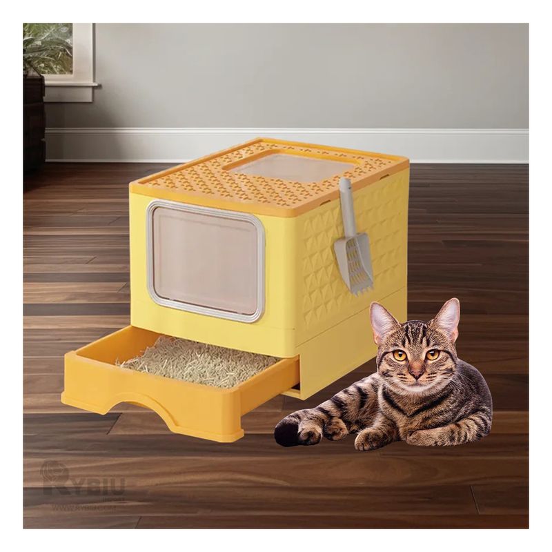 RYBIU IMPORT - Arenero y Filtro para Pet en Tono Amarillo Y+Papel de Regalo