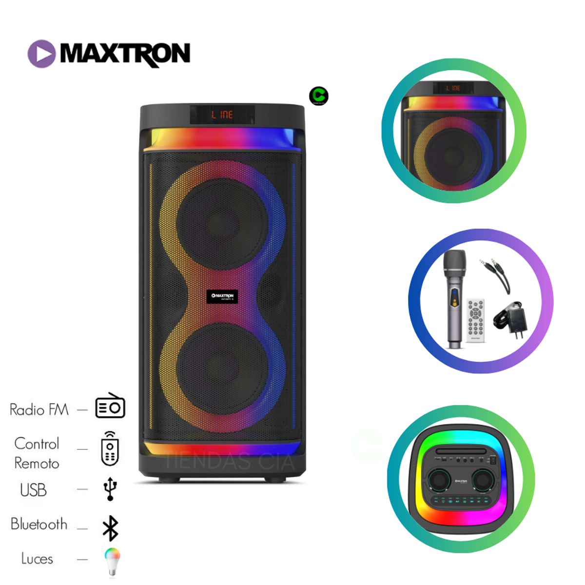 MAXTRON - Parlante Torre Maxtron Infinity 6.5" x 2 - MX 613D