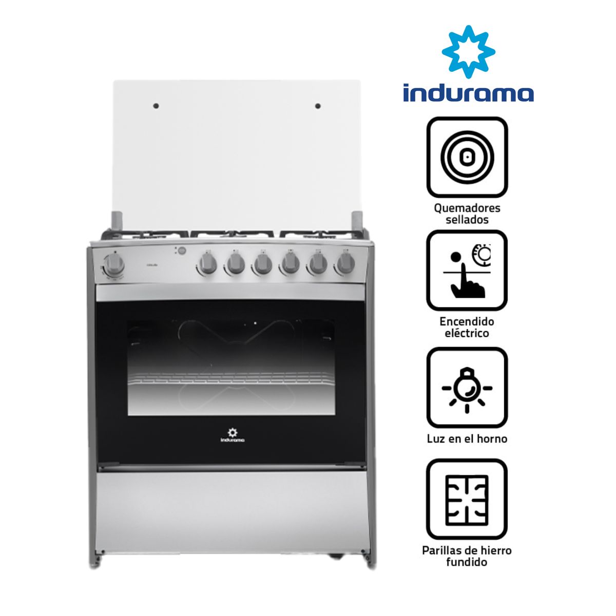 INDURAMA - COCINA A GAS INDURAMA 6 QUEMADORES CATALUÑA CROMA