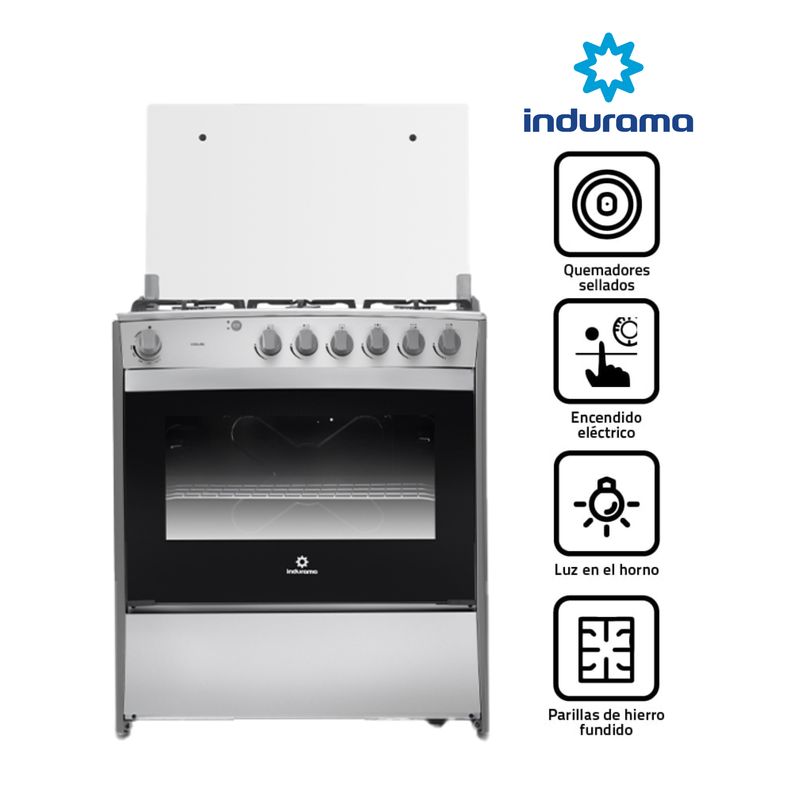 INDURAMA - COCINA A GAS INDURAMA 6 QUEMADORES CATALUÑA CROMA.