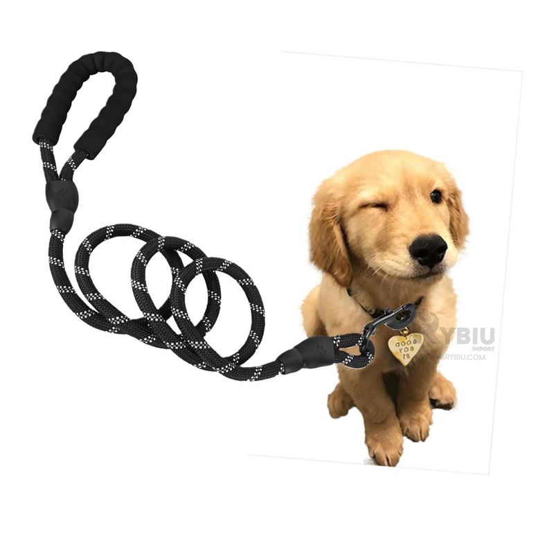 GENERICO - Cuerda Suave para Perro Gruesa de 2m Negro Y+Gift Stickers