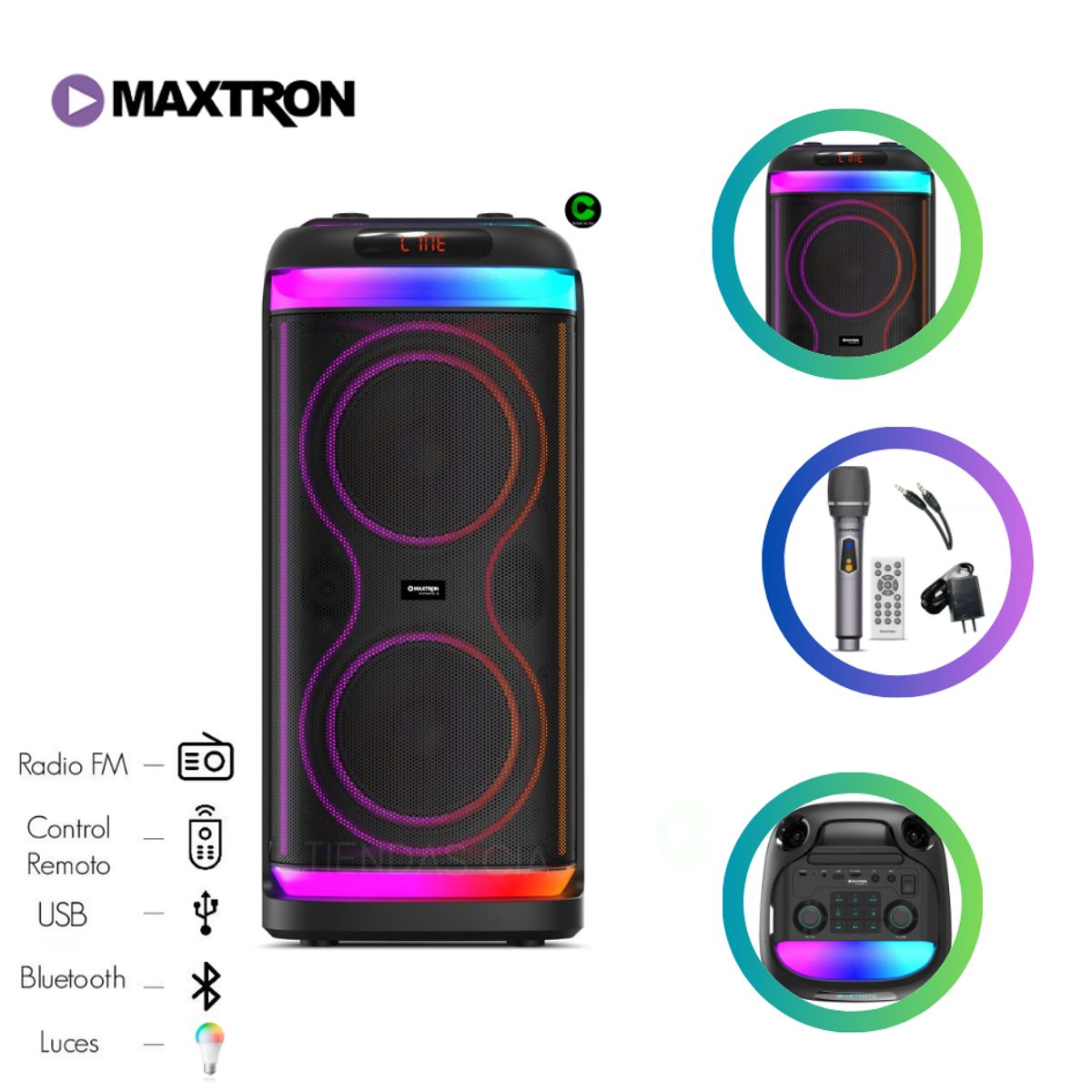 MAXTRON - Parlante Torre Maxtron Hypnotic 6.5" x 2 - MX 608D