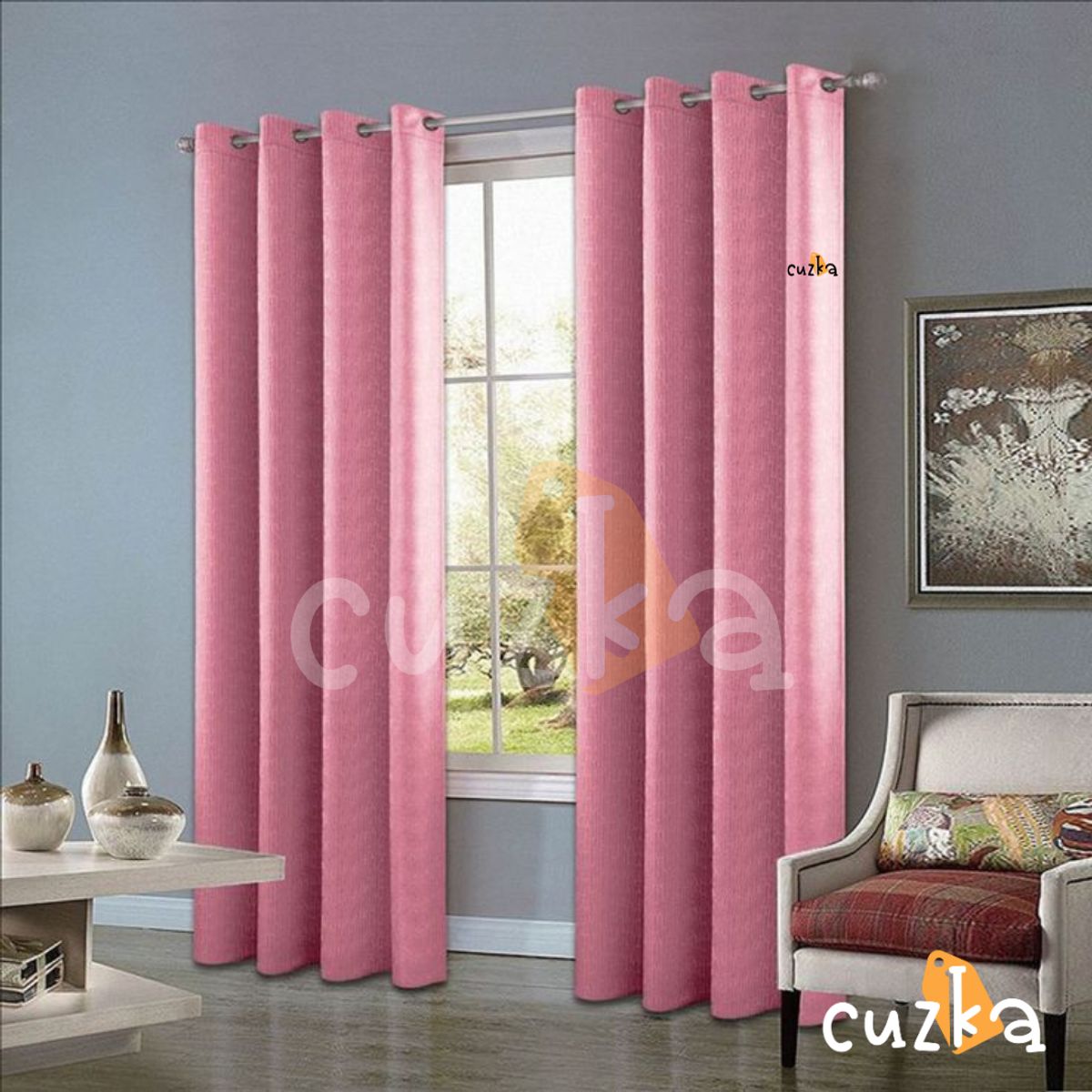 CASATEX - Set de Cortinas JACQUARD Blackout Alto Relieve Brillo 150x250cm Salmon