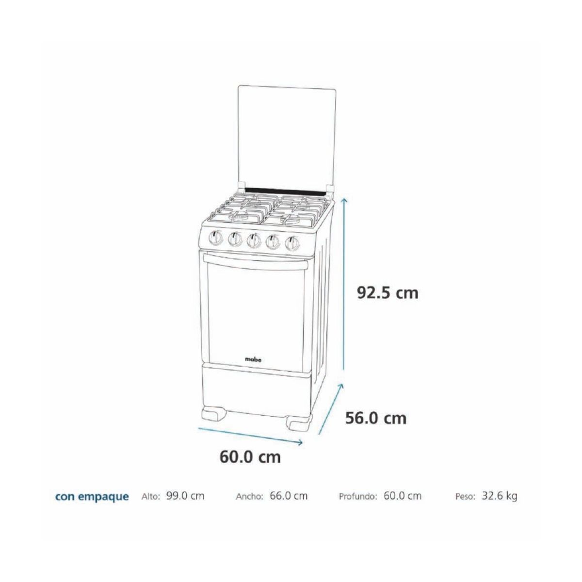 MABE - COCINA A GAS MABE 4 HORNILLAS CMP6015SG0 - GRIS