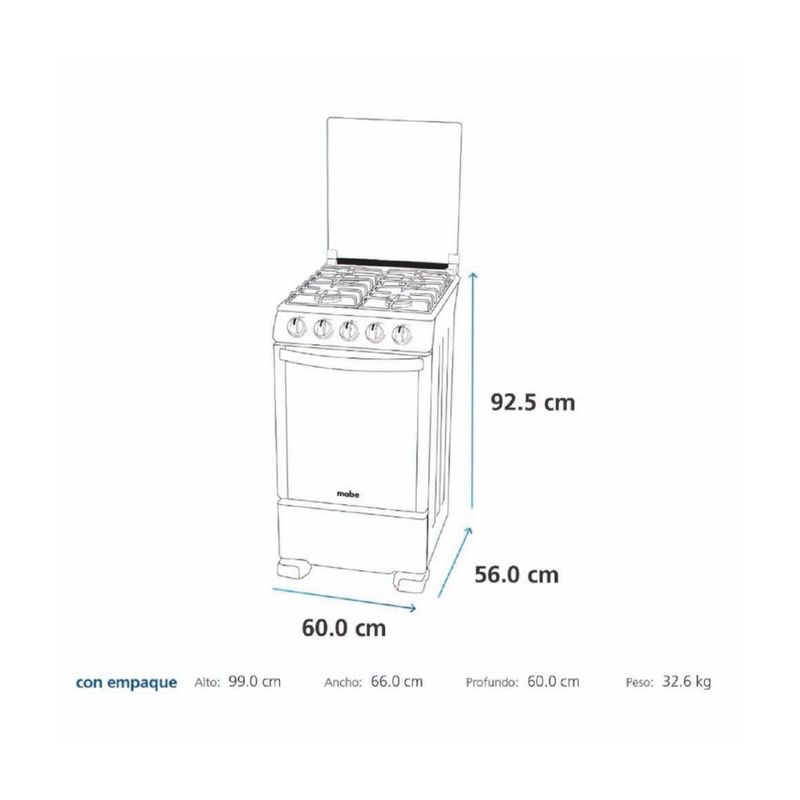 MABE - COCINA A GAS MABE 4 HORNILLAS CMP6015SG0 - GRIS.