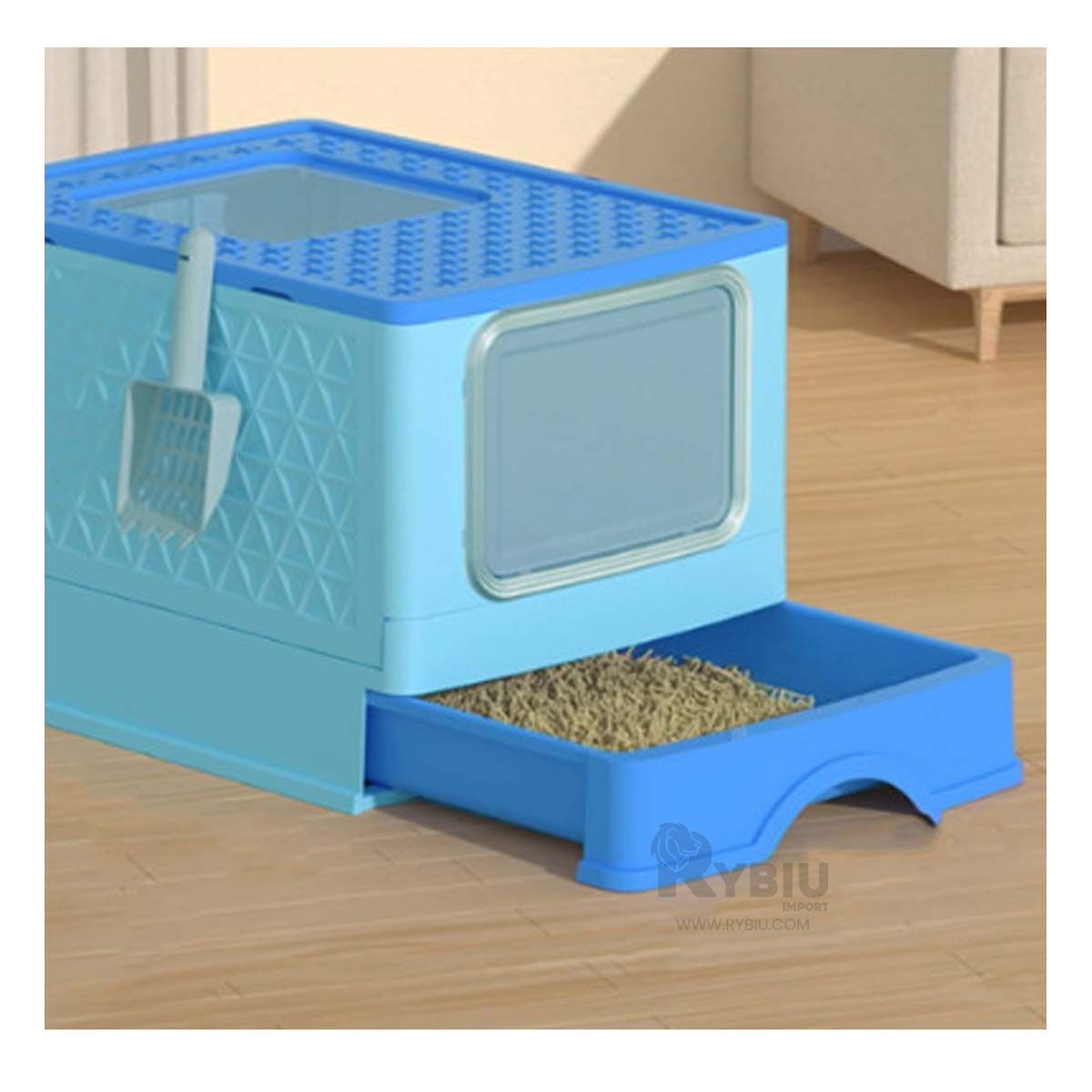 GENERICO - Arenero y Filtro para Pet en Tono Celeste Y+Papel de Regalo