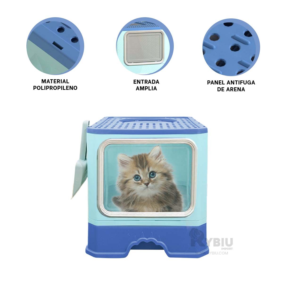 GENERICO - Sanitario para Gatos Funcional en Celeste Y+MiniAgenda