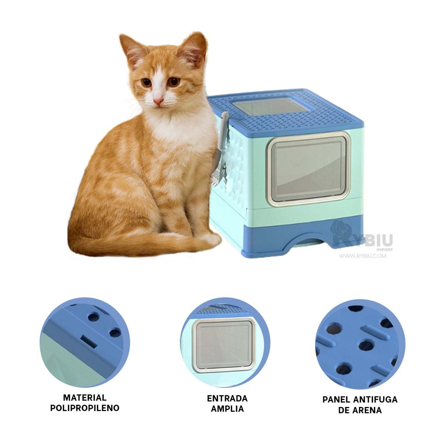 Caja de Arena Facil de Limpiar Celeste Y+Post-it adhesivos