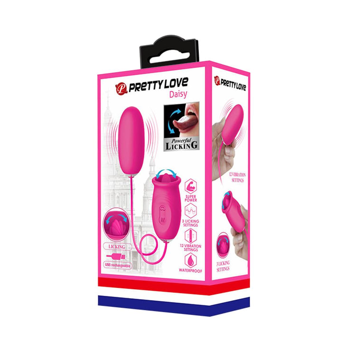 PRETTY LOVE - Vibrador Doble Huevo y Estimulador Lengua Daisy Silicona Médica