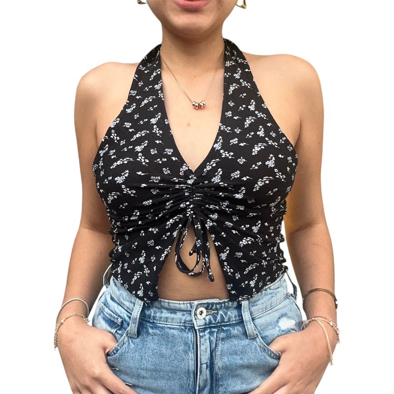 ENGELL - Top Floreado con amarre regulable