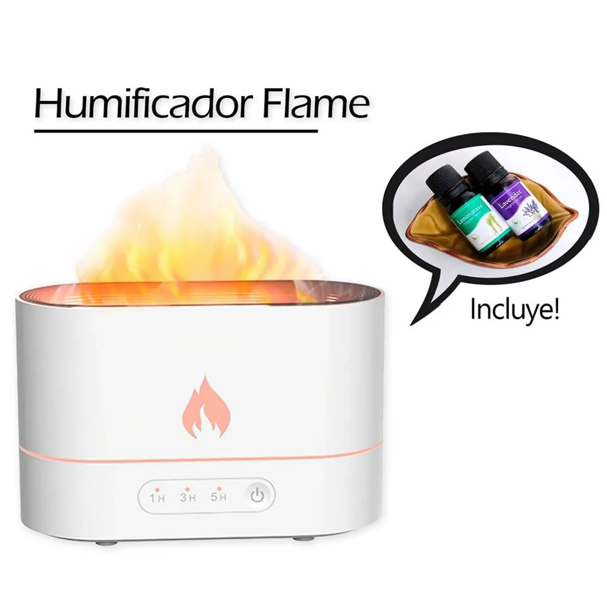 GENERICO - humidificador de aire 3D Flame Aromatizante Blanco Mas Una Esencia
