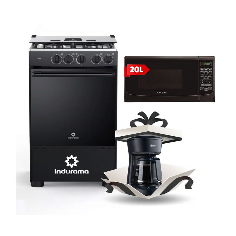 INDURAMA - COCINA INDURAMA 4 HORNILLAS GOYA + CAFETERA OSTER + MICROONDAS.