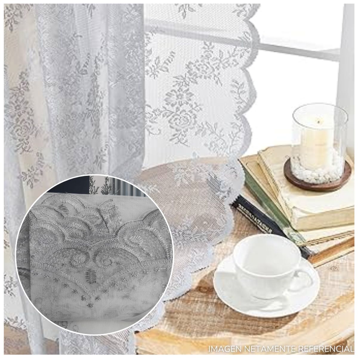 INSPIRA MARKET - Cortina de Voile cortina elegante 140 X 240 cm SET Bordado