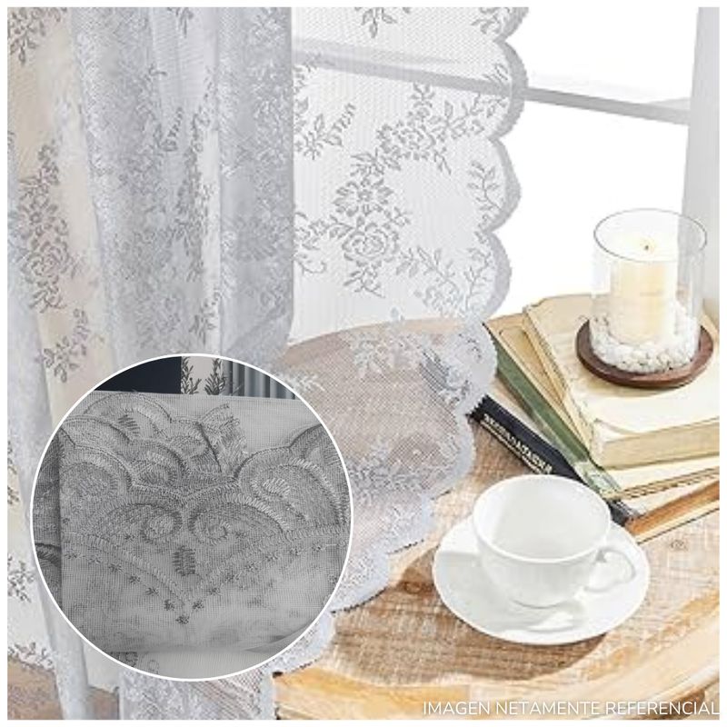 INSPIRA MARKET - Cortina de Voile cortina elegante 140 X 240 cm SET Bordado