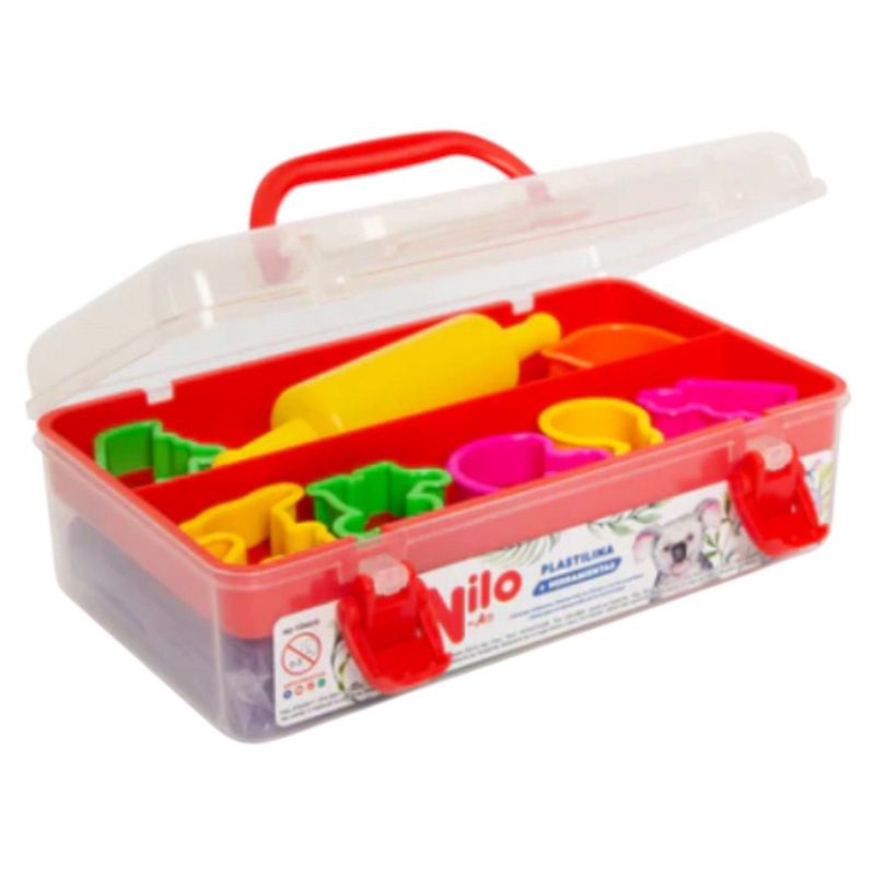 GENERICO - CAJA DE HERRAMIENTAS Y PLASTELINAS NILO + MOLDES + RODILLO