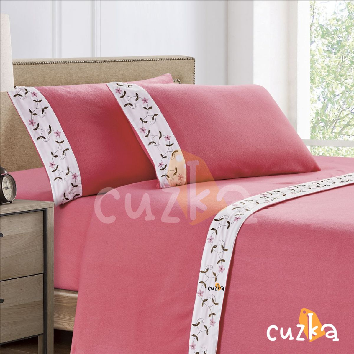 CASATEX - Set de Sabanas Polar Bordada Ultra Suave de 4 Piezas 2 Plazas