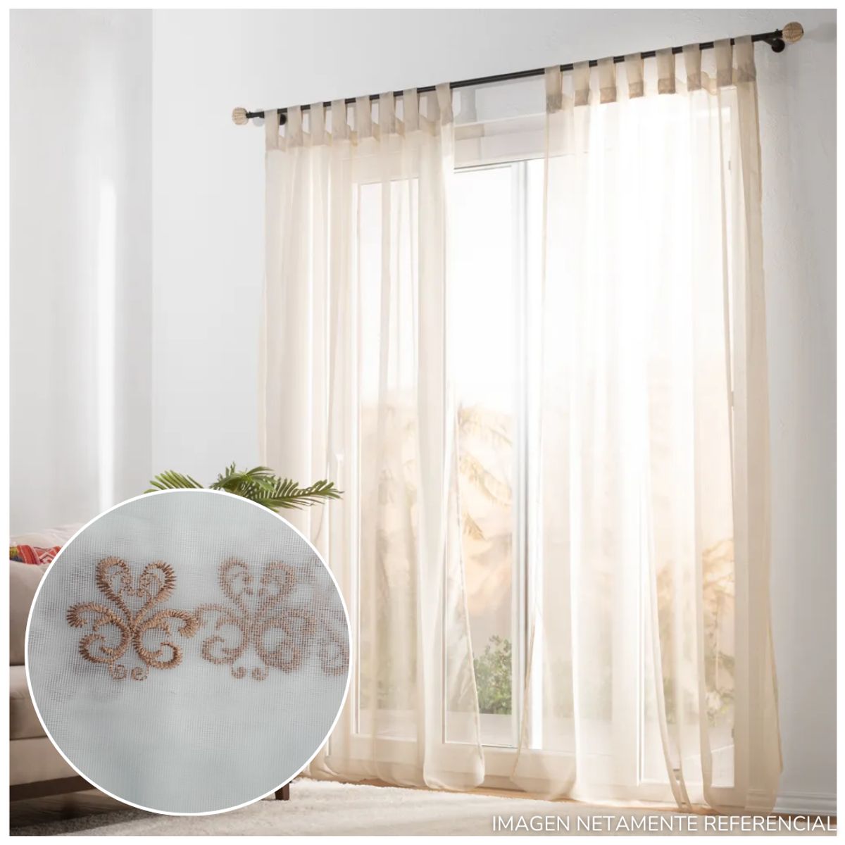 INSPIRA MARKET - Cortina de Voile cortina elegante 140 X 240 cm SET Bordado