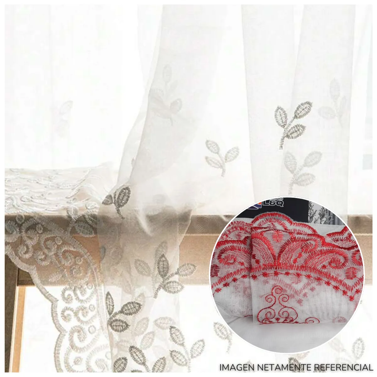 INSPIRA MARKET - Cortina de Voile cortina elegante 140 X 240 cm SET Bordado