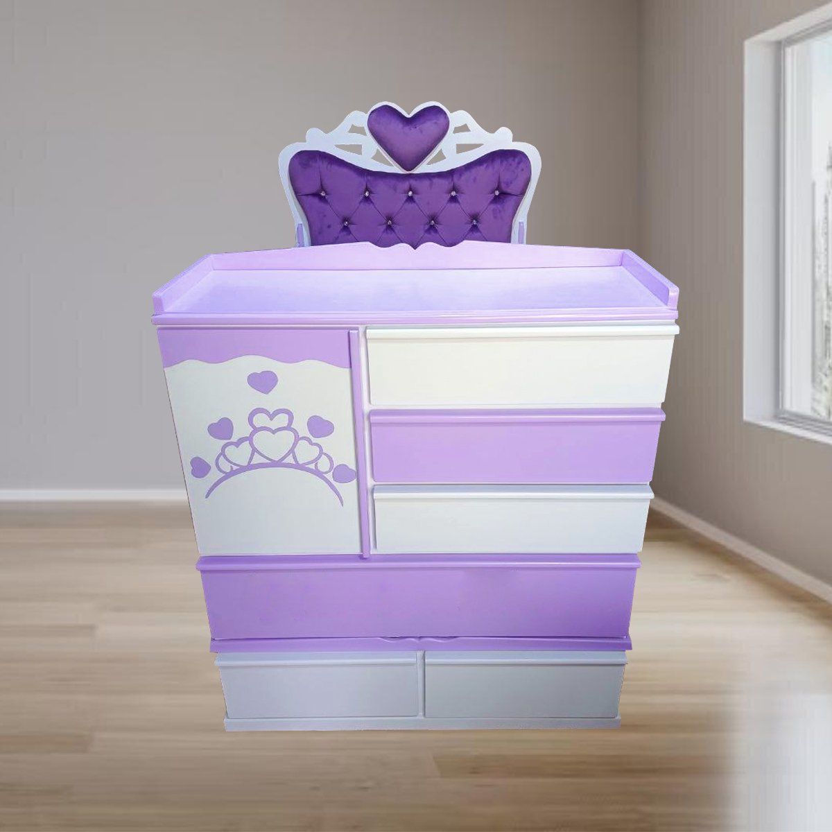 GENERICO - cama cuna de plaza y media con comoda desmontable morado