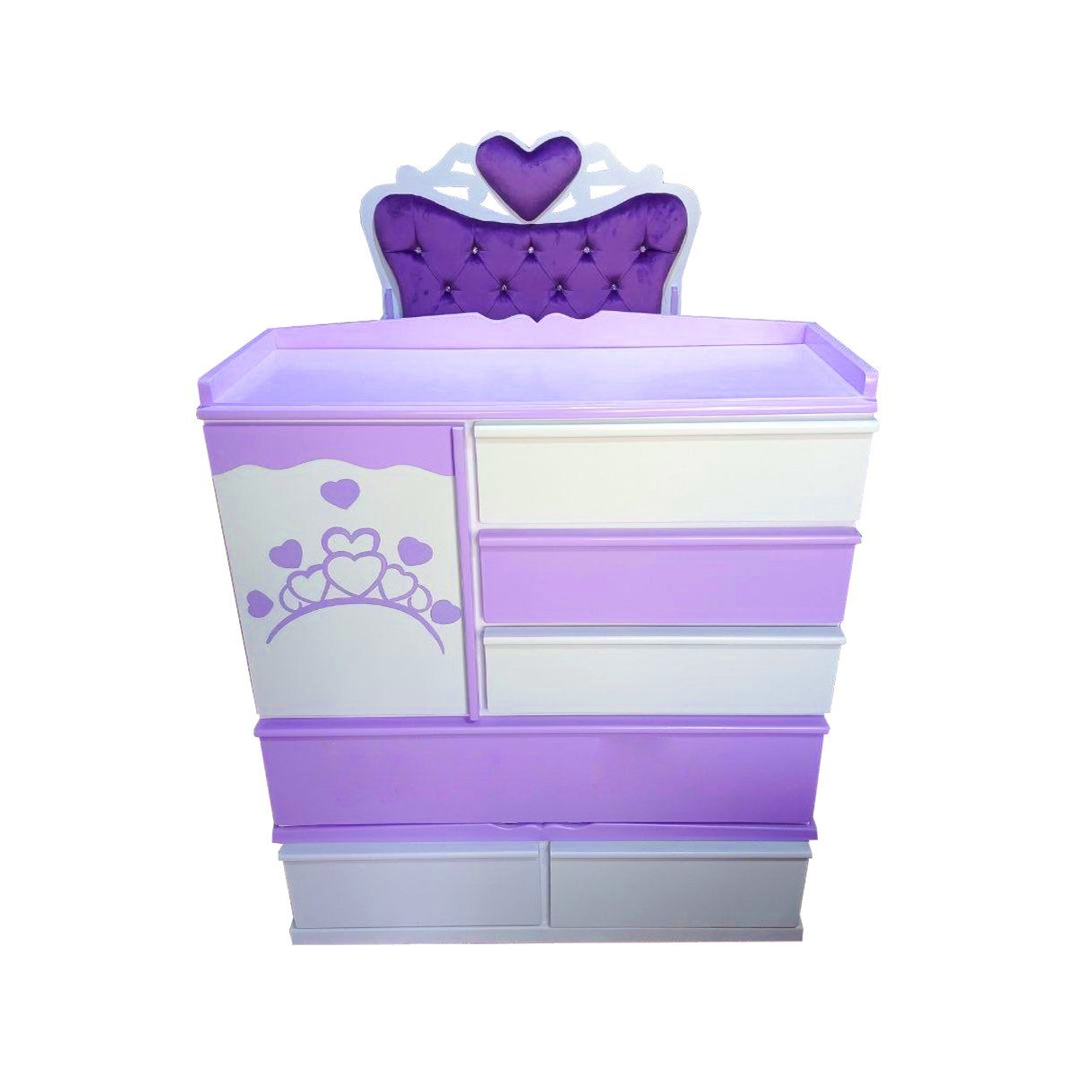 GENERICO - cama cuna de plaza y media con comoda desmontable morado