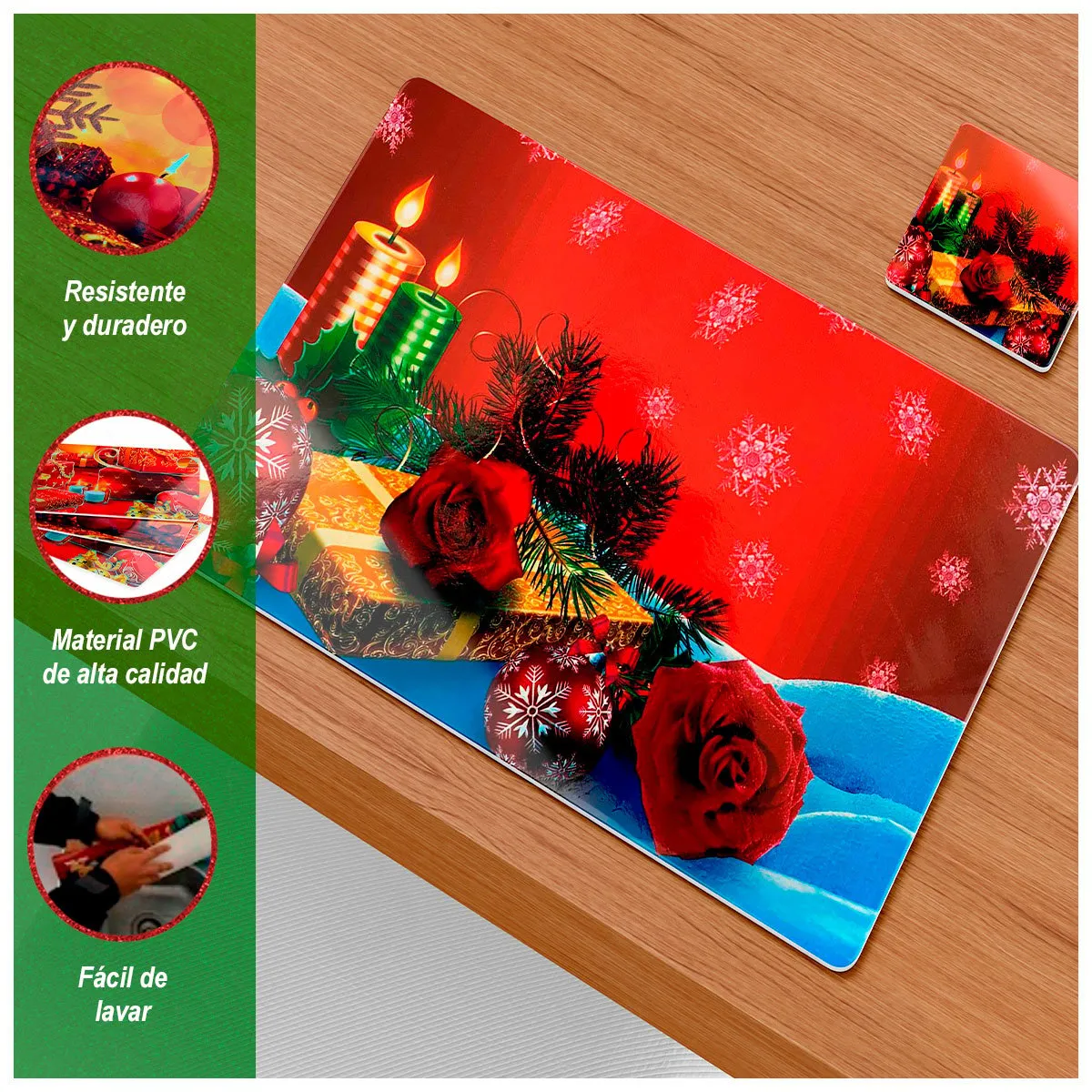 GENERICO - Individuales para Mesa x 6 und + Porta Vasos x 6 und